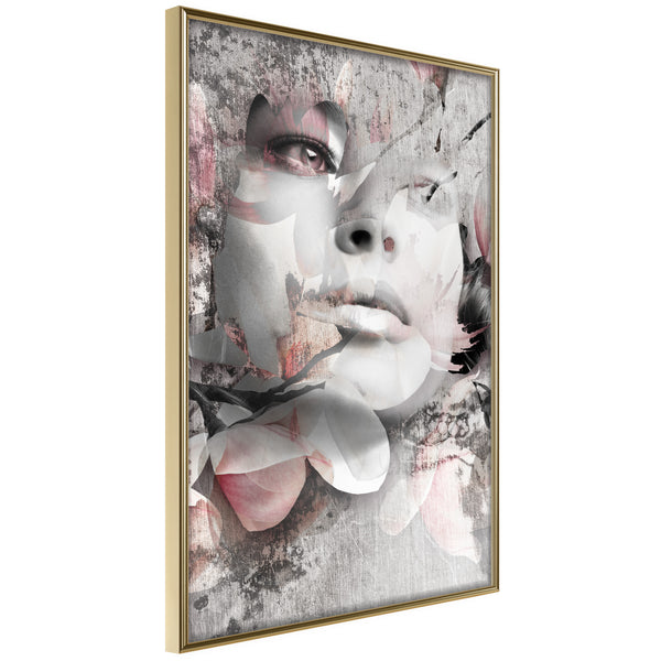 Poster - Lady in the Flowers  - goud