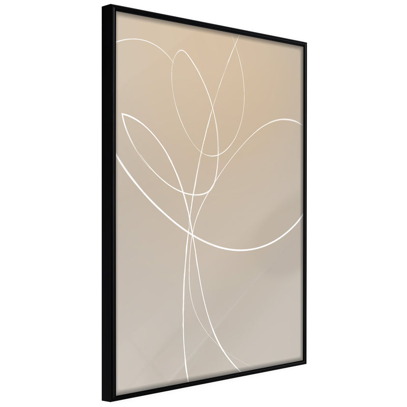 Poster - White Tulip  - zwart