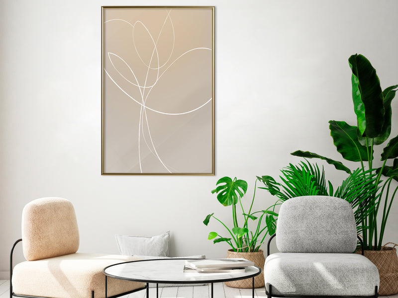 Poster - White Tulip  - goud