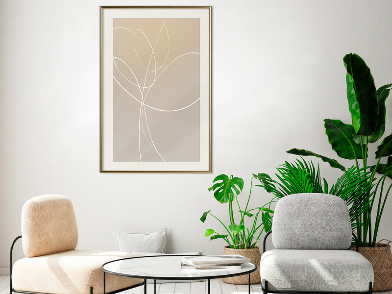 Poster - White Tulip  - goud passepartout