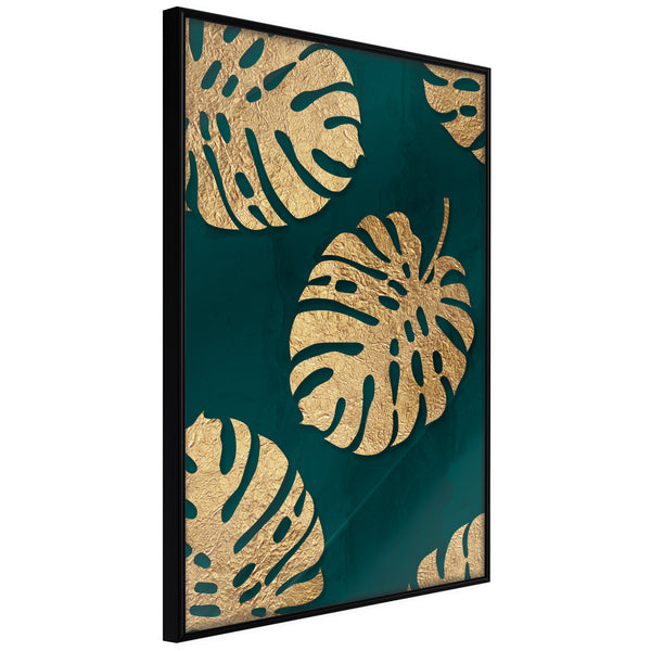 Poster - Gilded Monstera Leaves  - zwart