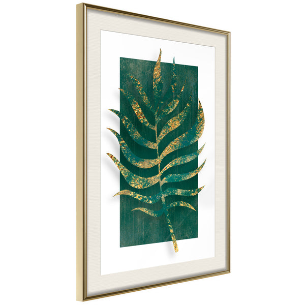 Poster - Gilded Palm Leaf  - goud passepartout