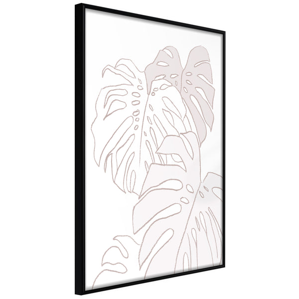 Poster - Beige Leaves  - zwart