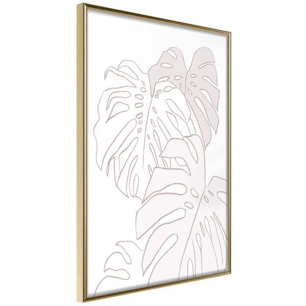 Poster - Beige Leaves  - goud