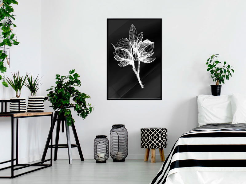 Poster - White Plant  - zwart