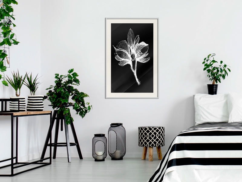 Poster - White Plant  - wit passepartout