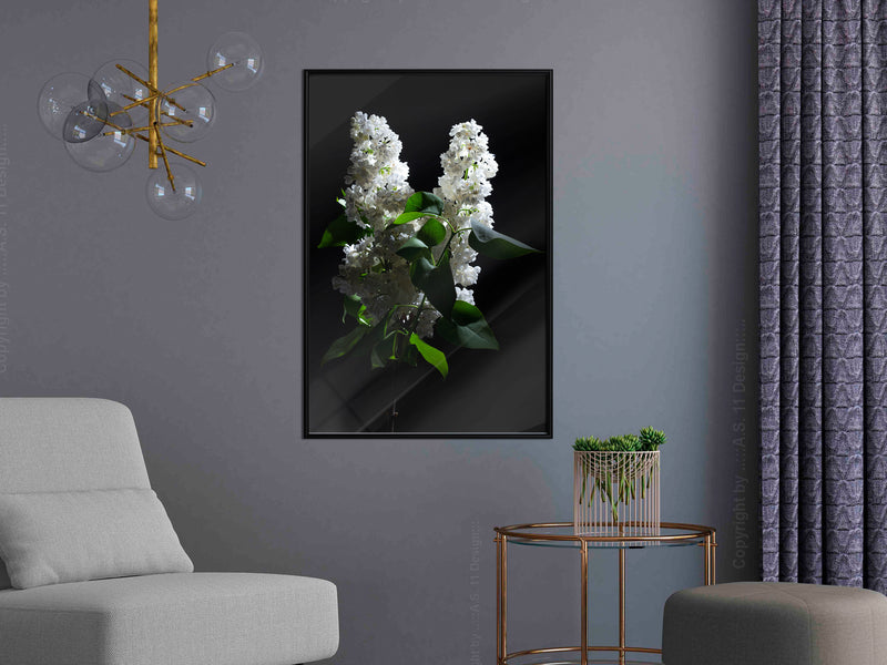 Poster - White Lilac  - zwart