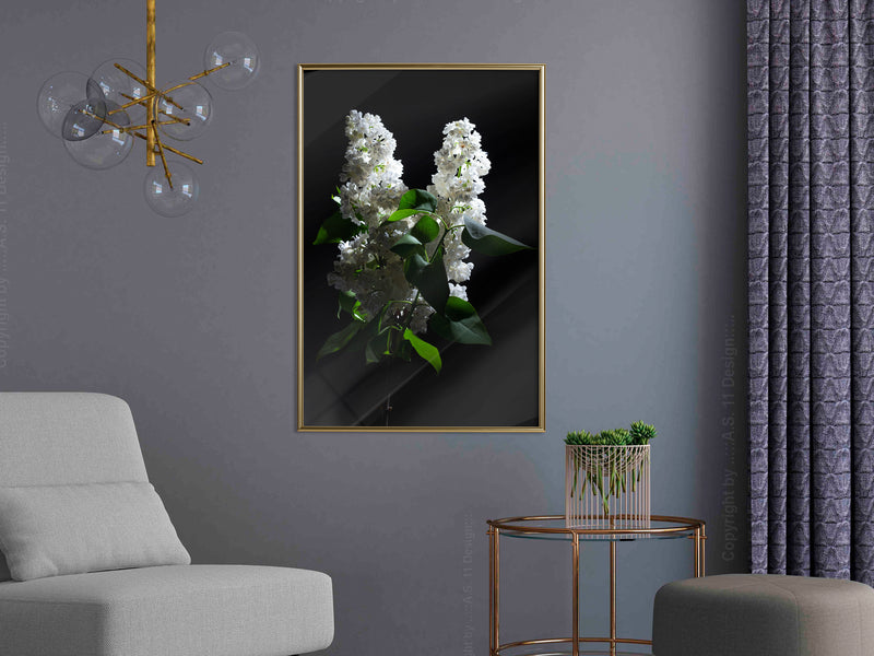 Poster - White Lilac  - goud