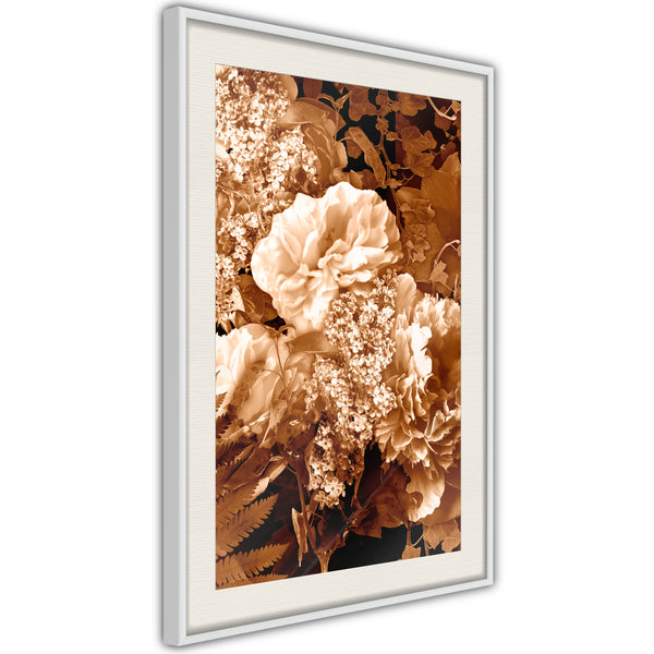 Poster - Bouquet in Sepia  - wit passepartout
