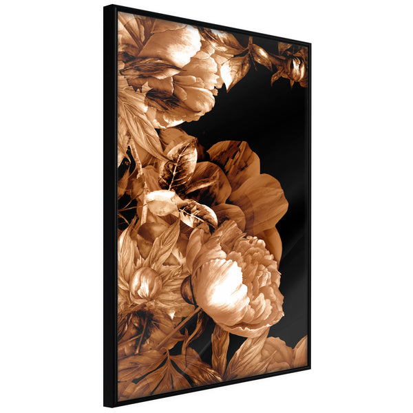 Poster - Summer Flowers in Sepia  - zwart