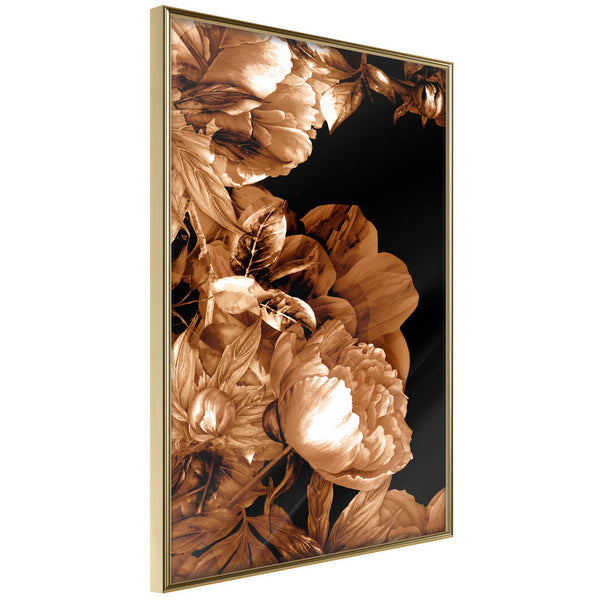 Poster - Summer Flowers in Sepia  - goud