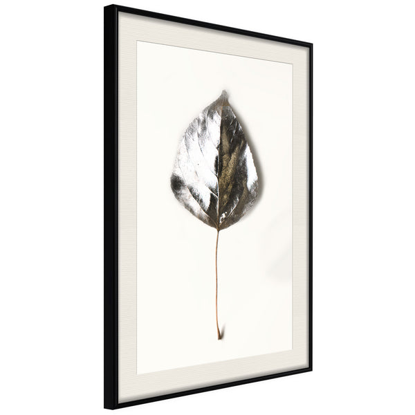 Poster - Silvery Leaf  - zwart passepartout