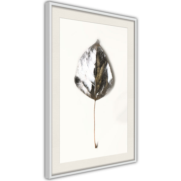 Poster - Silvery Leaf  - wit passepartout