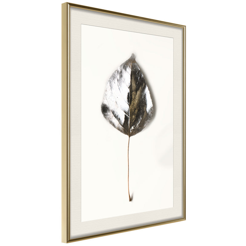 Poster - Silvery Leaf  - goud passepartout