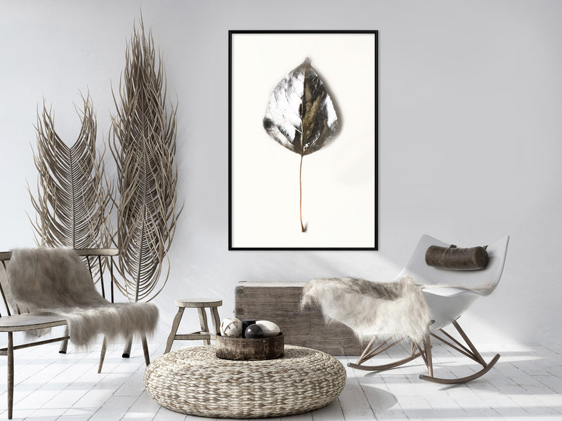 Poster - Silvery Leaf  - zwart