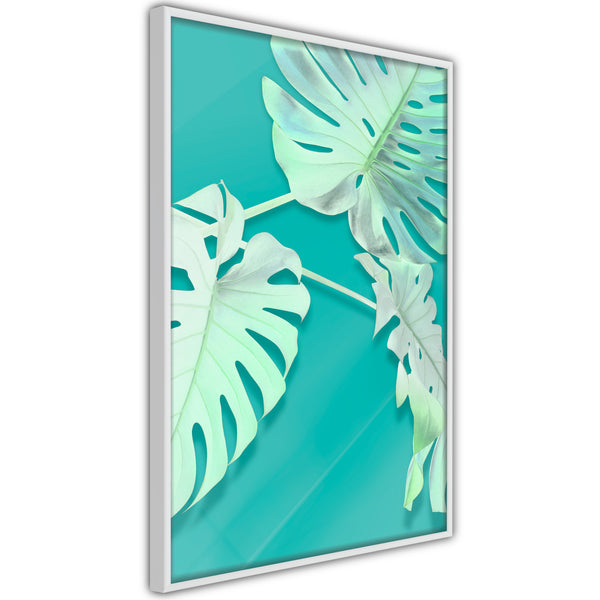 Poster - Teal Monstera  - wit