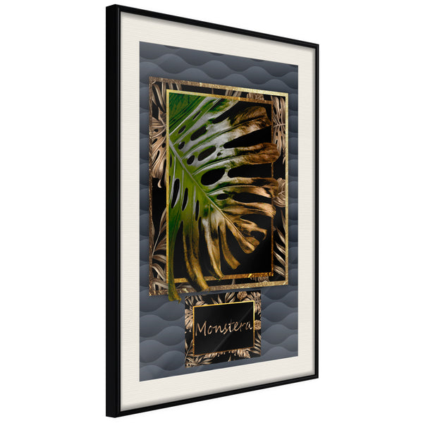 Poster - Monstera in the Frame  - zwart passepartout