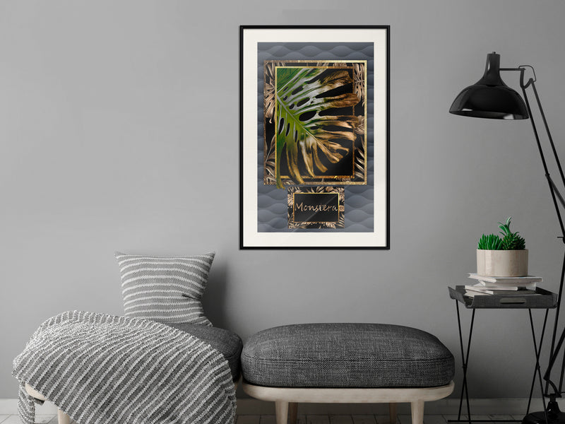 Poster - Monstera in the Frame  - zwart passepartout