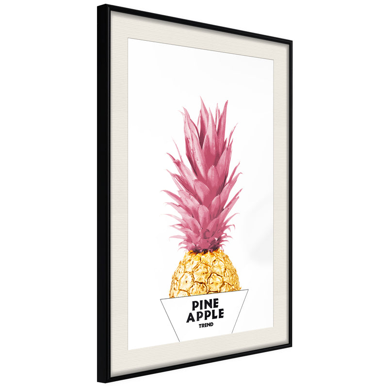 Poster - Trendy Pineapple  - zwart passepartout