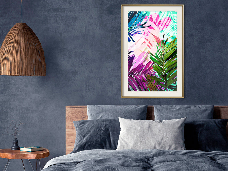 Poster - Vibrant Jungle  - goud passepartout