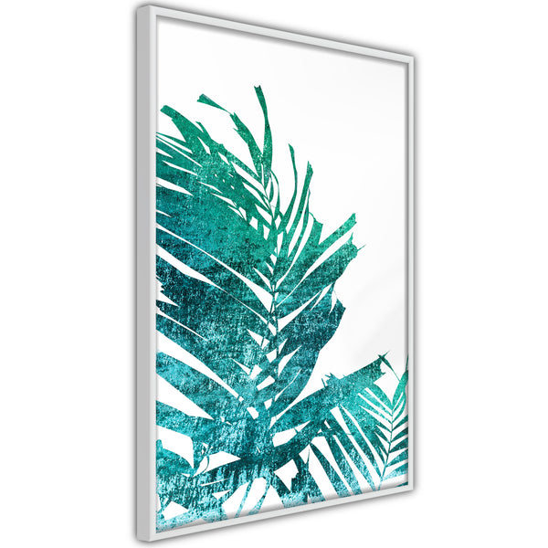 Poster - Teal Palm on White Background  - wit