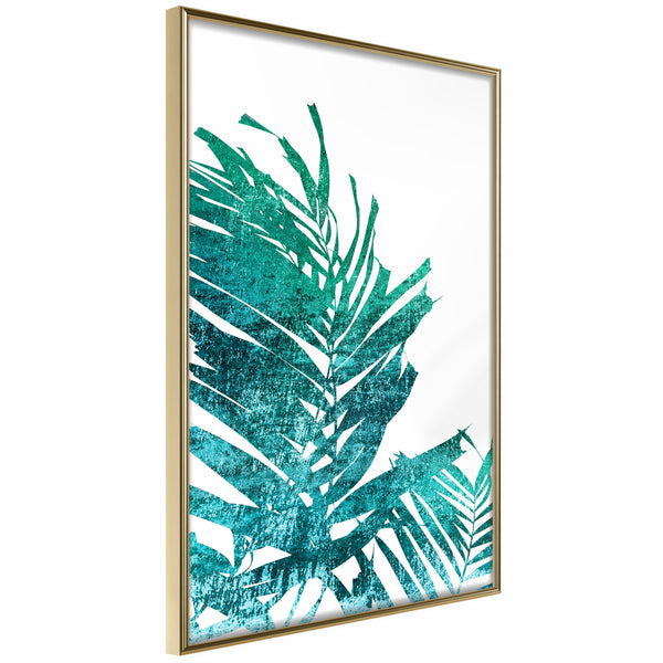 Poster - Teal Palm on White Background  - goud