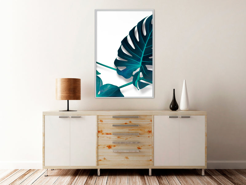 Poster - Turquoise Monstera I  - wit