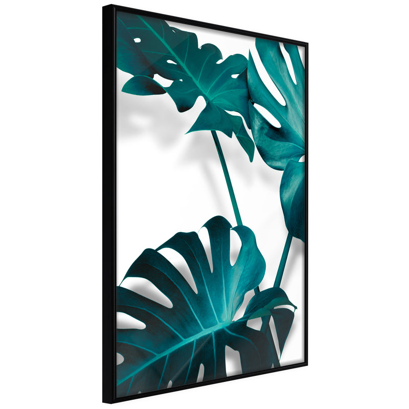 Poster - Turquoise Monstera II  - zwart