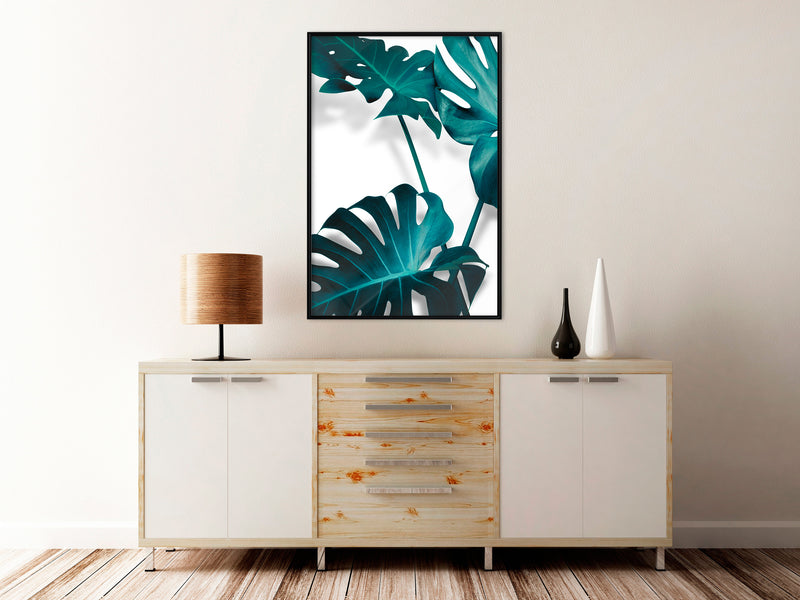 Poster - Turquoise Monstera II  - zwart