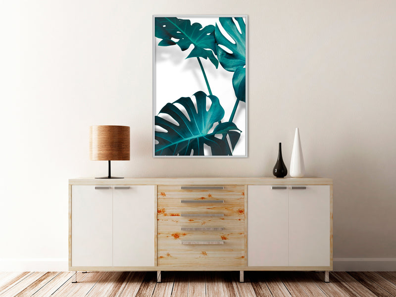 Poster - Turquoise Monstera II  - wit