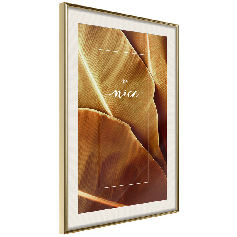 Poster - Banana Leaves with a Message (Sepia)  - goud passepartout