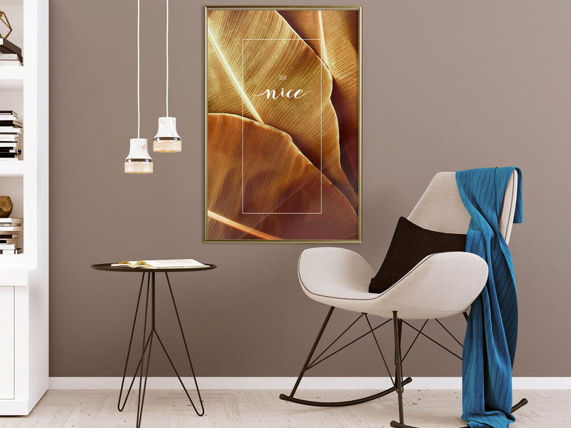 Poster - Banana Leaves with a Message (Sepia)  - goud