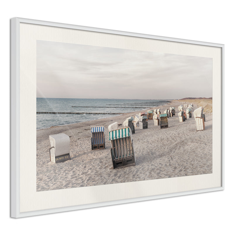 Poster - Baltic Beach Chairs  - wit passepartout