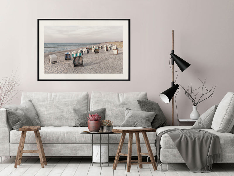 Poster - Baltic Beach Chairs  - zwart passepartout