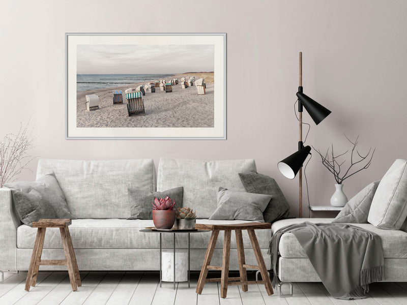 Poster - Baltic Beach Chairs  - wit passepartout