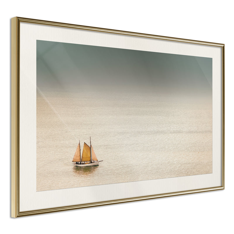 Poster - Lonely Cruise  - goud passepartout