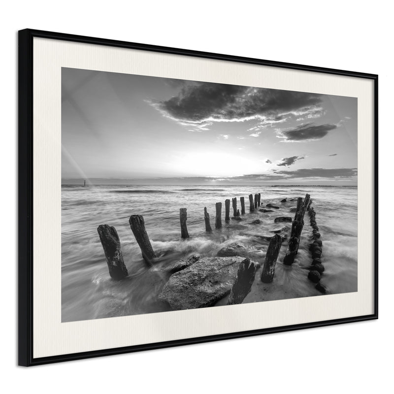 Poster - Old Breakwater  - zwart passepartout