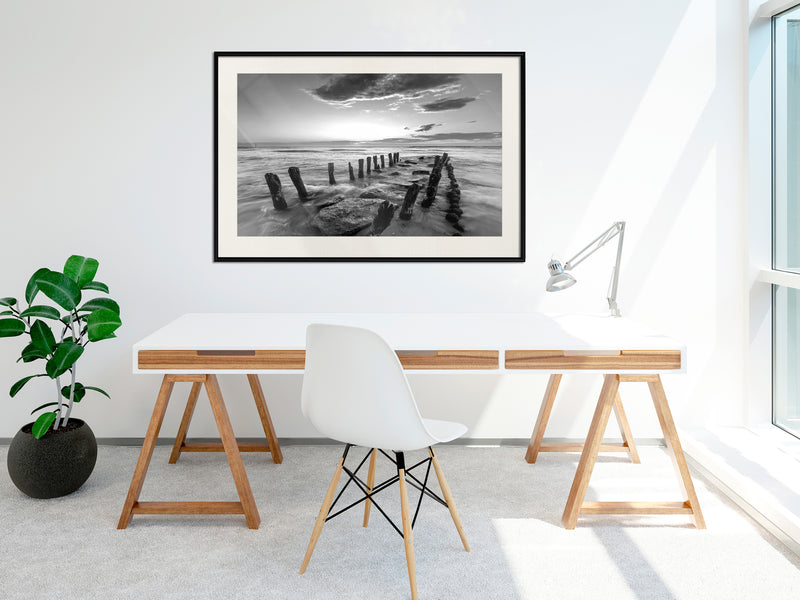 Poster - Old Breakwater  - zwart passepartout