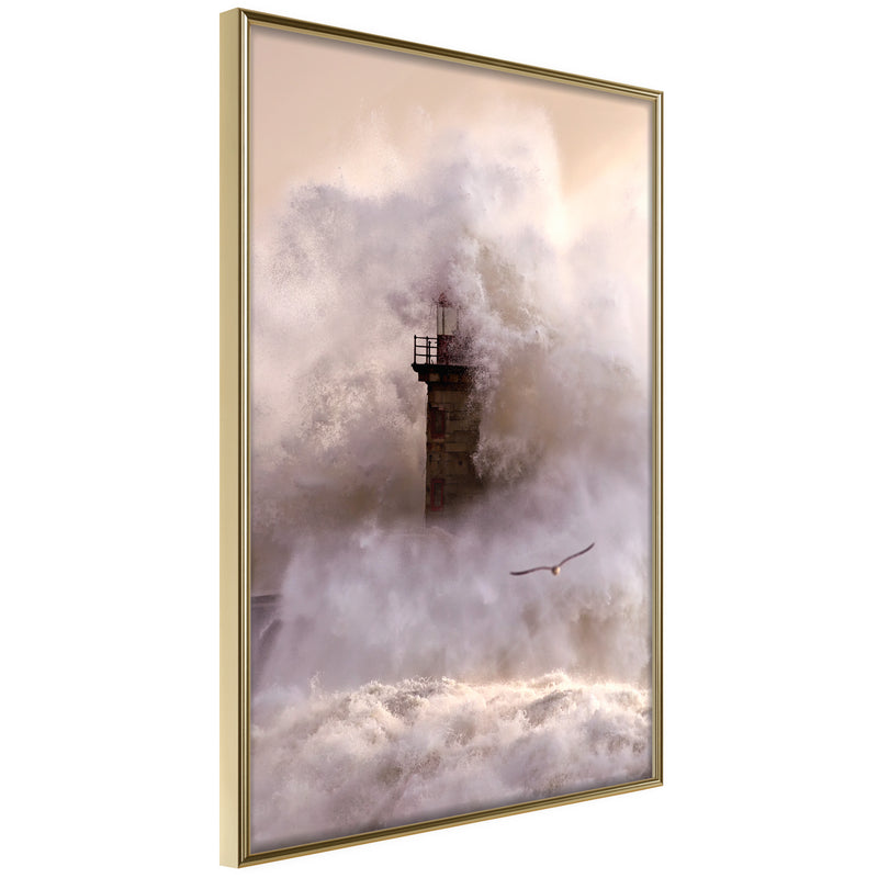 Poster - Lighthouse During a Storm  - goud