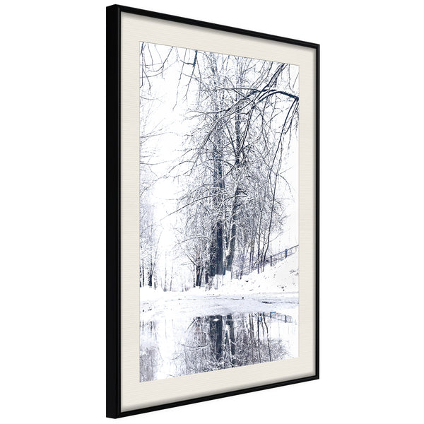 Poster - Snowy Park  - zwart passepartout