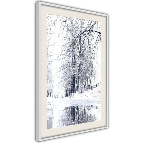 Poster - Snowy Park  - wit passepartout