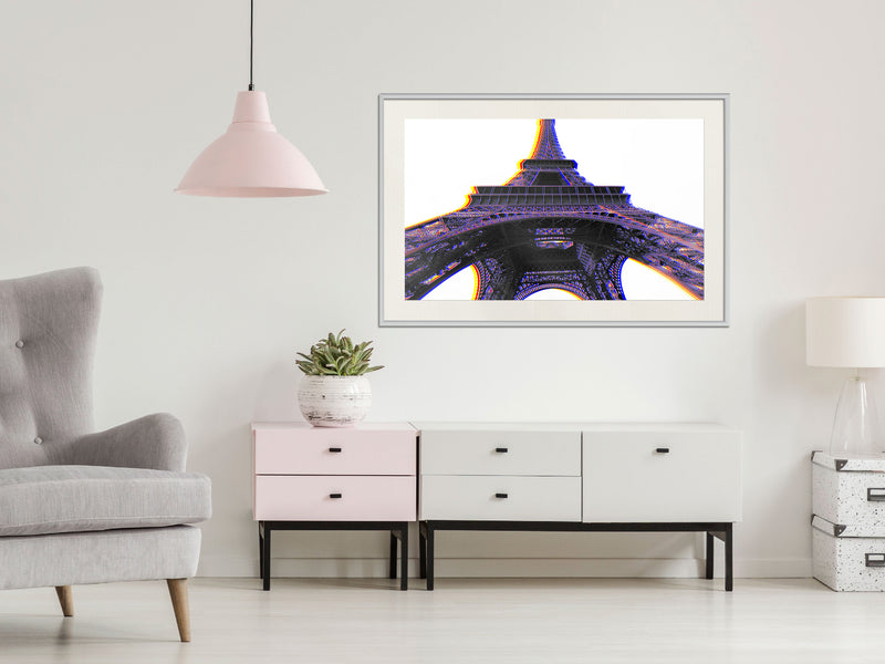 Poster - Symbol of Paris (Purple)  - wit passepartout