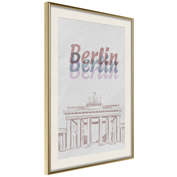 Poster - Pastel Berlin  - goud passepartout