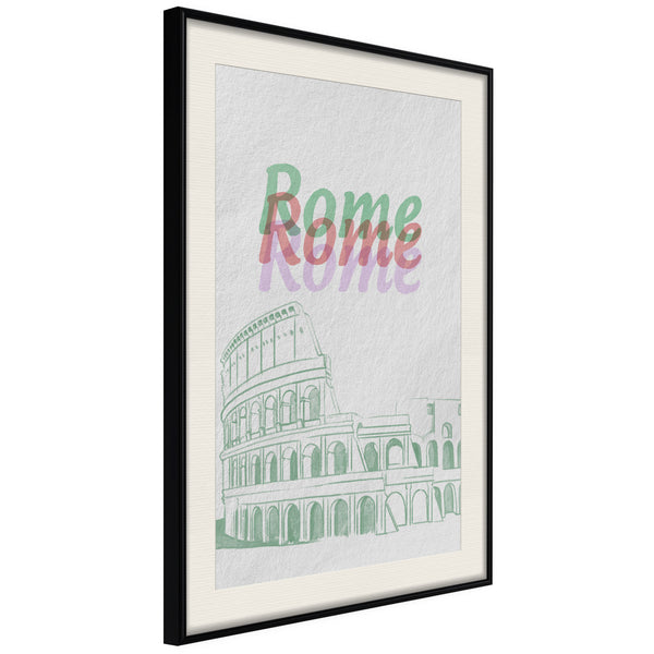 Poster - Pastel Rome  - zwart passepartout