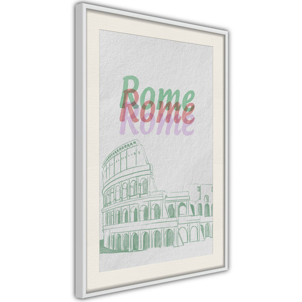 Poster - Pastel Rome  - wit passepartout