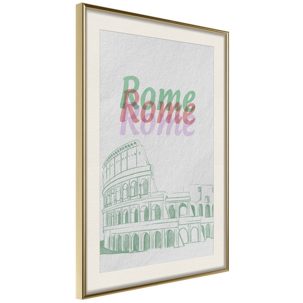 Poster - Pastel Rome  - goud passepartout