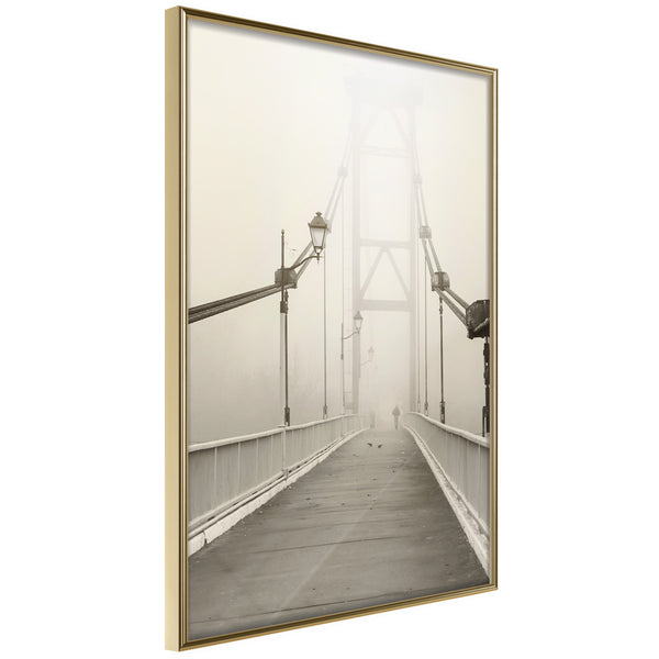 Poster - Bridge Disappearing into Fog  - goud