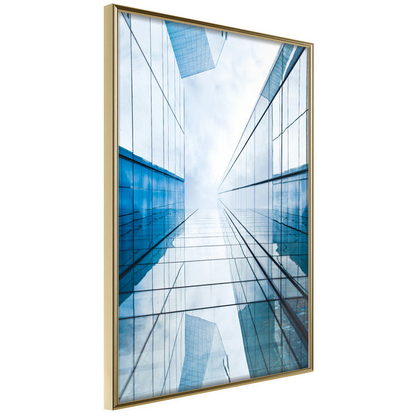 Poster - Steel and Glass (Blue)  - goud