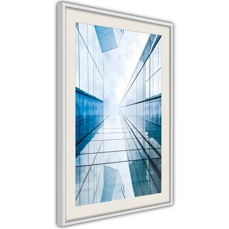 Poster - Steel and Glass (Blue)  - wit passepartout