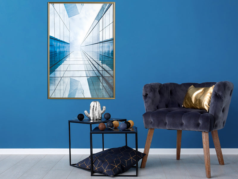 Poster - Steel and Glass (Blue)  - goud